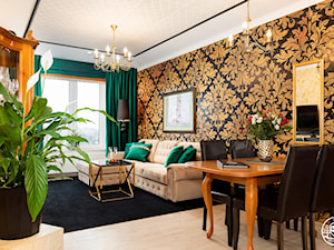 apartament turystyczny - Średni biały salon z jadalnią z barkiem - zdjęcie od Apartments M&M- obsługa i aranżacja nieruchomości