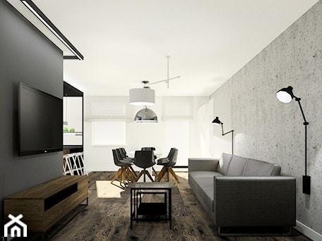 Aranżacje wnętrz - Salon: Apartament z czarną wyspą - Esteti Design. Przeglądaj, dodawaj i zapisuj najlepsze zdjęcia, pomysły i inspiracje designerskie. W bazie mamy już prawie milion fotografii!