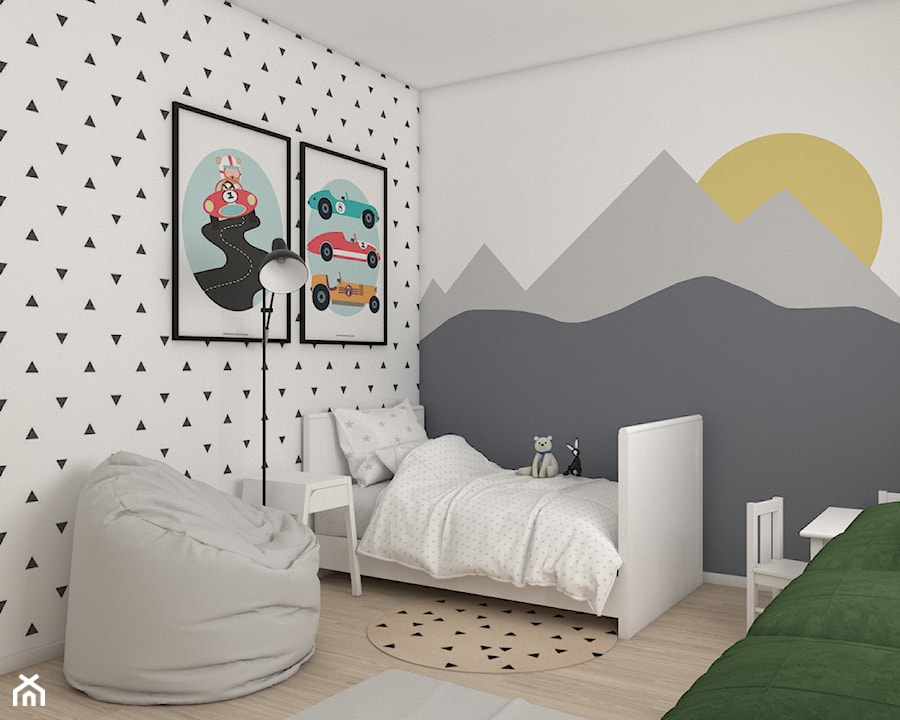 Dom pod Krakowem - Mały biały szary pokój dziecka dla dziecka dla nastolatka dla chłopca dla dziewczynki, styl skandynawski - zdjęcie od Pepe Interiors