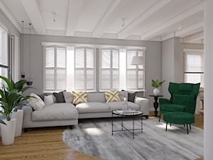 Remont części domu - Średni biały szary salon, styl nowoczesny - zdjęcie od Pepe Interiors