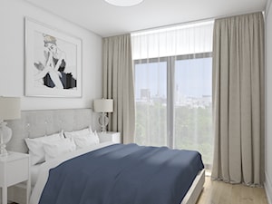 Wilanów dla każdego - Mała biała szara sypialnia, styl nowoczesny - zdjęcie od Pepe Interiors