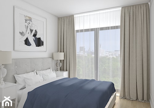 Wilanów dla każdego - Mała biała szara sypialnia, styl nowoczesny - zdjęcie od Pepe Interiors