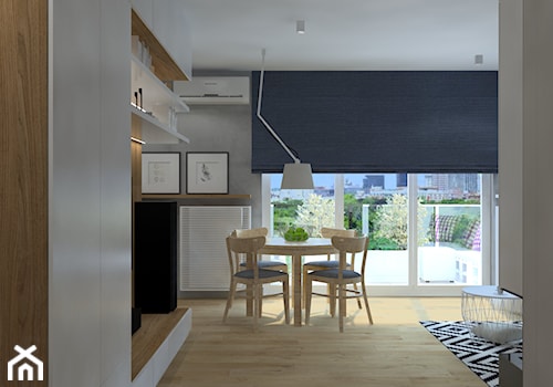 Mieszkanie dla dwojga - Mały szary salon z kuchnią z jadalnią, styl nowoczesny - zdjęcie od Pepe Interiors