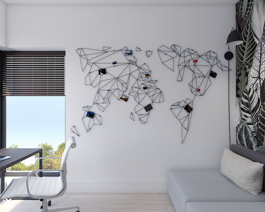 Dwupoziomowe mieszkanie - Średnie w osobnym pomieszczeniu z sofą szare biuro, styl nowoczesny - zdjęcie od Pepe Interiors