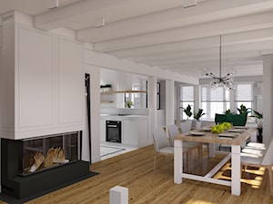 Remont części domu - Średni biały czarny salon z kuchnią z jadalnią, styl nowoczesny - zdjęcie od Pepe Interiors