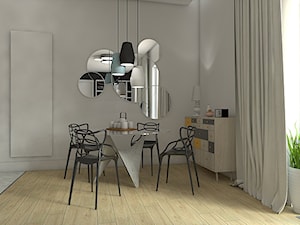 Skandynawski klimat - Mała biała jadalnia w salonie, styl nowoczesny - zdjęcie od Pepe Interiors