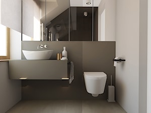 Projekt domu pod Krakowem - Średnia na poddaszu łazienka z oknem, styl nowoczesny - zdjęcie od T3 Atelier