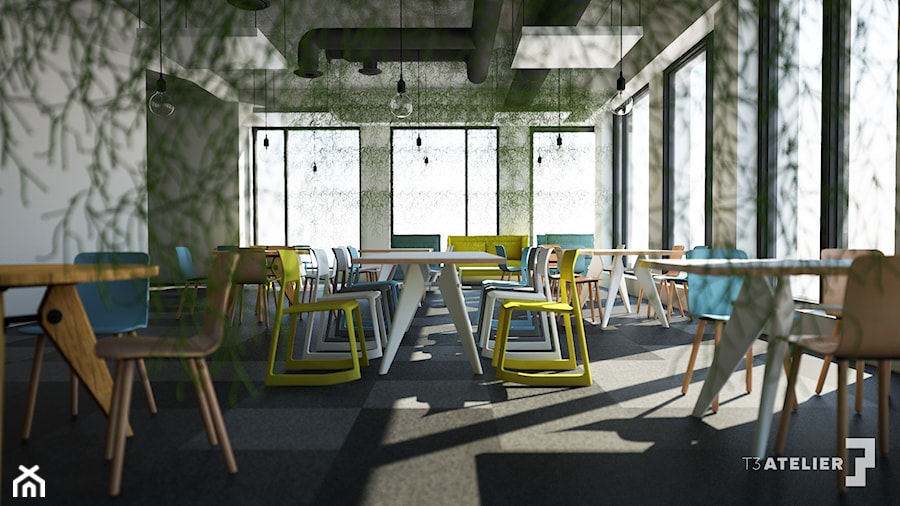 Projekt biura z firmy z branży IT - Duże szare biuro, styl nowoczesny - zdjęcie od T3 Atelier