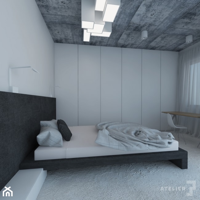 Projekt apartamentu - Skala szarości - Sypialnia, styl nowoczesny - zdjęcie od T3 Atelier