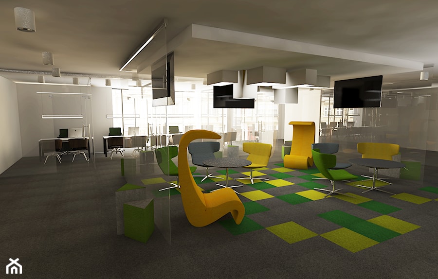 Projekt banku - Duże z sofą szare biuro, styl nowoczesny - zdjęcie od T3 Atelier