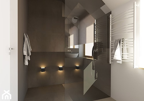 Projekt domu pod Krakowem - Średnia na poddaszu z punktowym oświetleniem łazienka z oknem, styl nowoczesny - zdjęcie od T3 Atelier