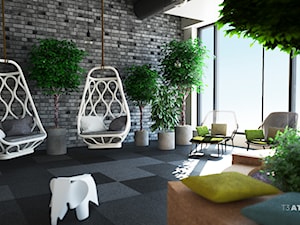 Projekt biura z firmy z branży IT - Duże z sofą białe szare biuro, styl nowoczesny - zdjęcie od T3 Atelier
