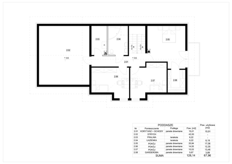 Rzut poddasza - zdjęcie od ArchiFaza - Homebook