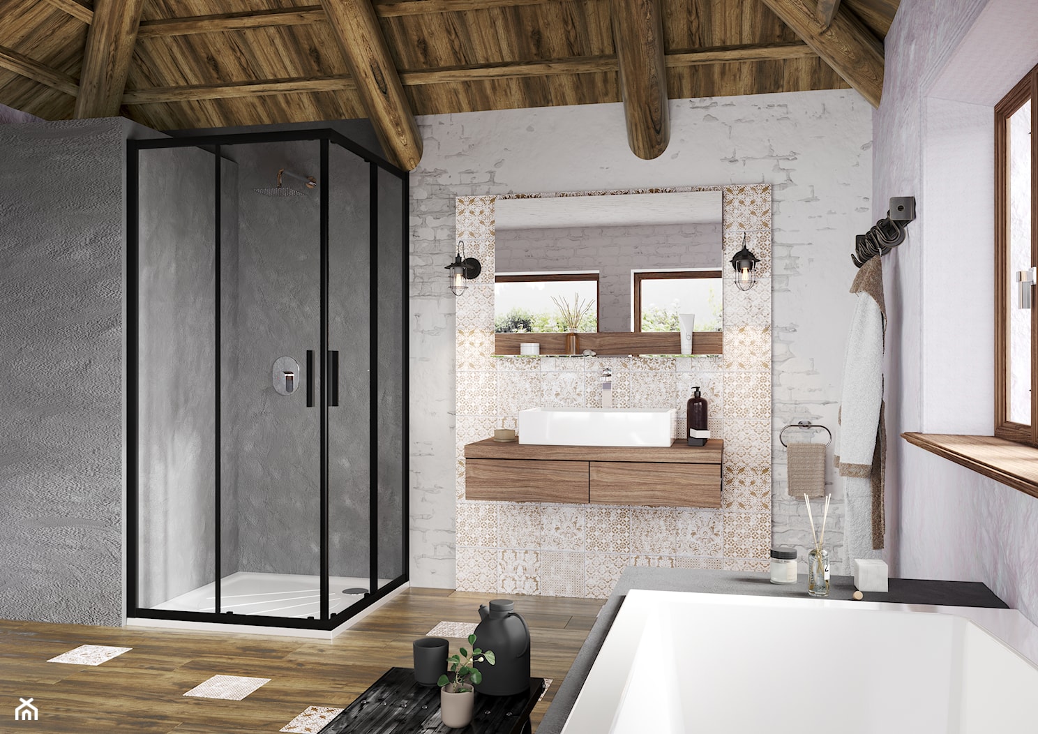 Blix - kabiny i drzwi prysznicowe - Łazienka, styl rustykalny - zdjęcie od RAVAK - Homebook