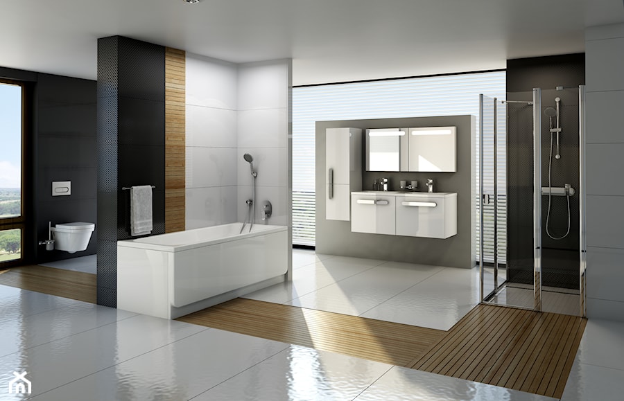 Koncept Chrome - Duża jako pokój kąpielowy łazienka z oknem - zdjęcie od RAVAK