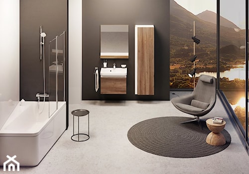 Koncept 10⁰ - Duża jako pokój kąpielowy z marmurową podłogą łazienka z oknem - zdjęcie od RAVAK