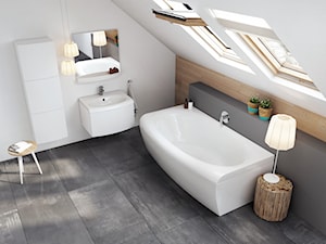 Średnia na poddaszu łazienka z oknem, styl skandynawski - zdjęcie od RAVAK