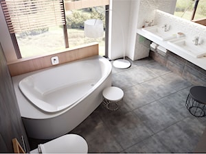 Aranżacje - Średnia na poddaszu z dwoma umywalkami łazienka z oknem, styl nowoczesny - zdjęcie od RAVAK