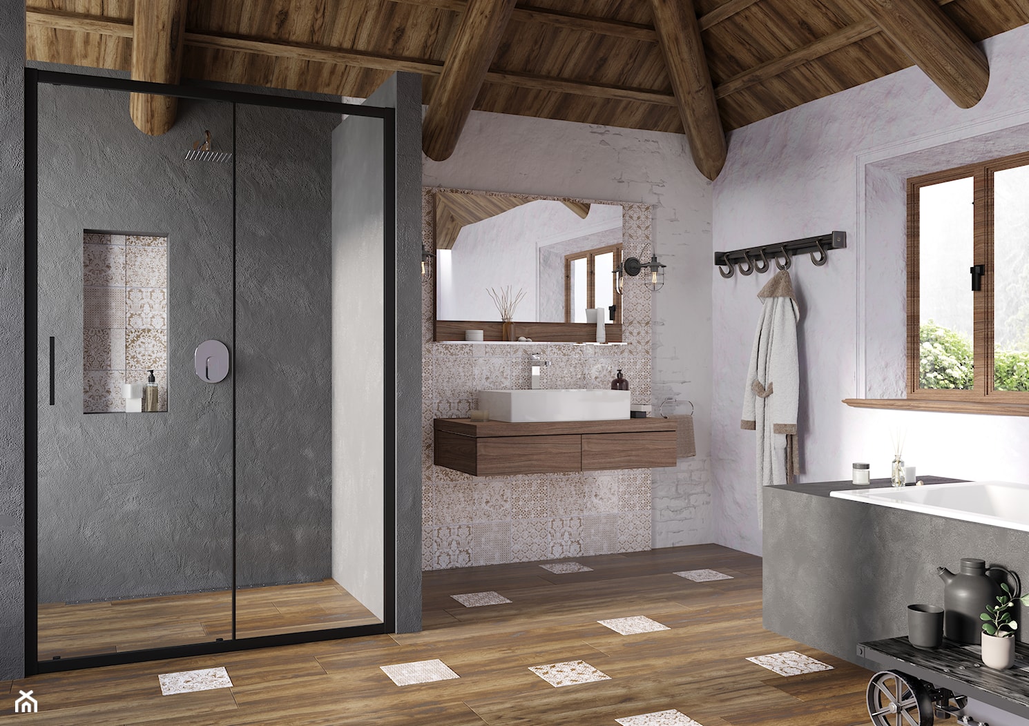 Blix - kabiny i drzwi prysznicowe - Łazienka, styl rustykalny - zdjęcie od RAVAK - Homebook