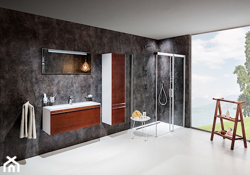 Kabiny prysznicowe - Duża z lustrem łazienka z oknem, styl nowoczesny - zdjęcie od RAVAK
