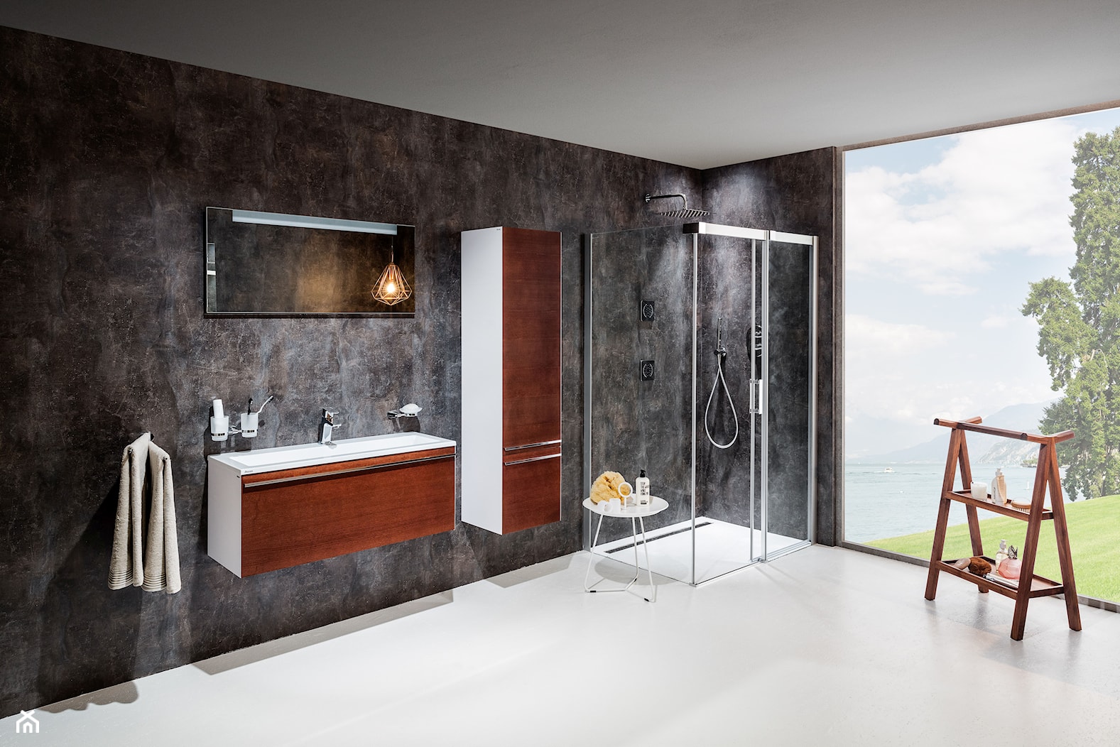 Kabiny prysznicowe - Duża z lustrem łazienka z oknem, styl nowoczesny - zdjęcie od RAVAK - Homebook