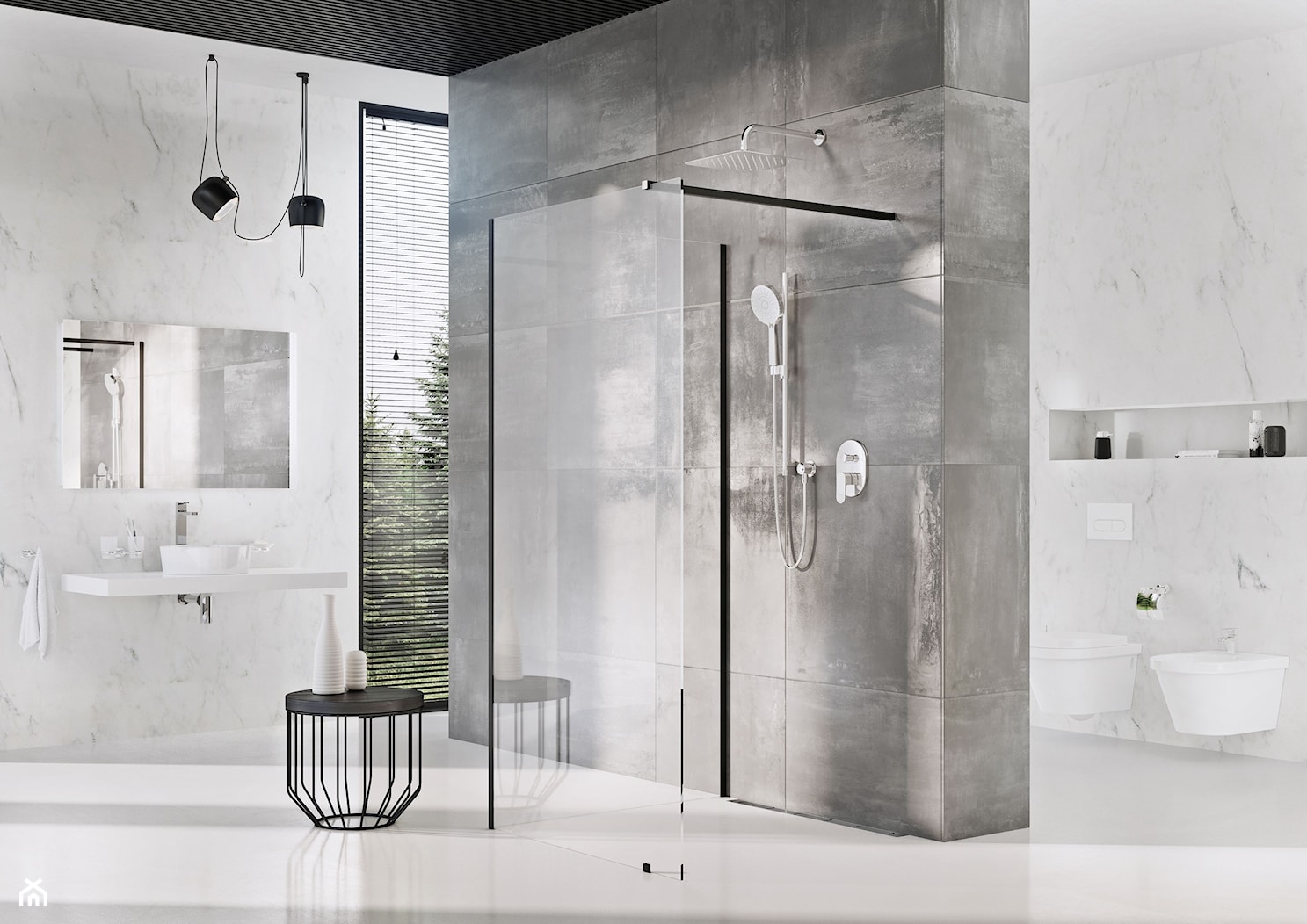 Kabiny prysznicowe - Duża z lustrem łazienka z oknem, styl nowoczesny - zdjęcie od RAVAK - Homebook