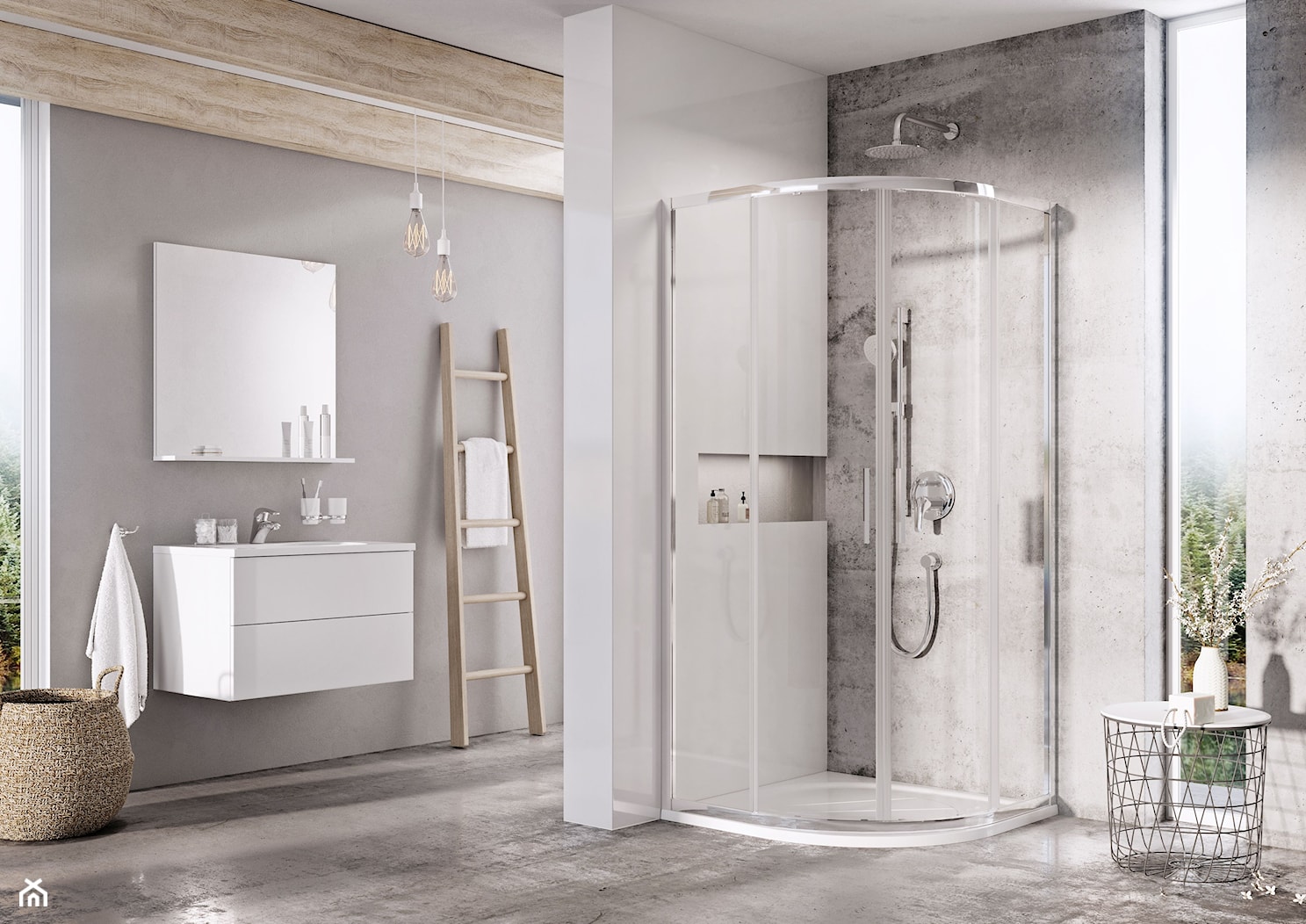 Kabiny prysznicowe - Średnia łazienka z oknem, styl industrialny - zdjęcie od RAVAK - Homebook