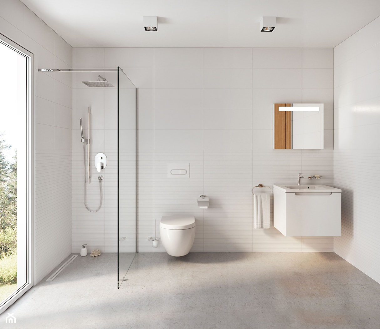Kabiny prysznicowe - Średnia z lustrem z punktowym oświetleniem łazienka z oknem, styl minimalistyczny - zdjęcie od RAVAK - Homebook