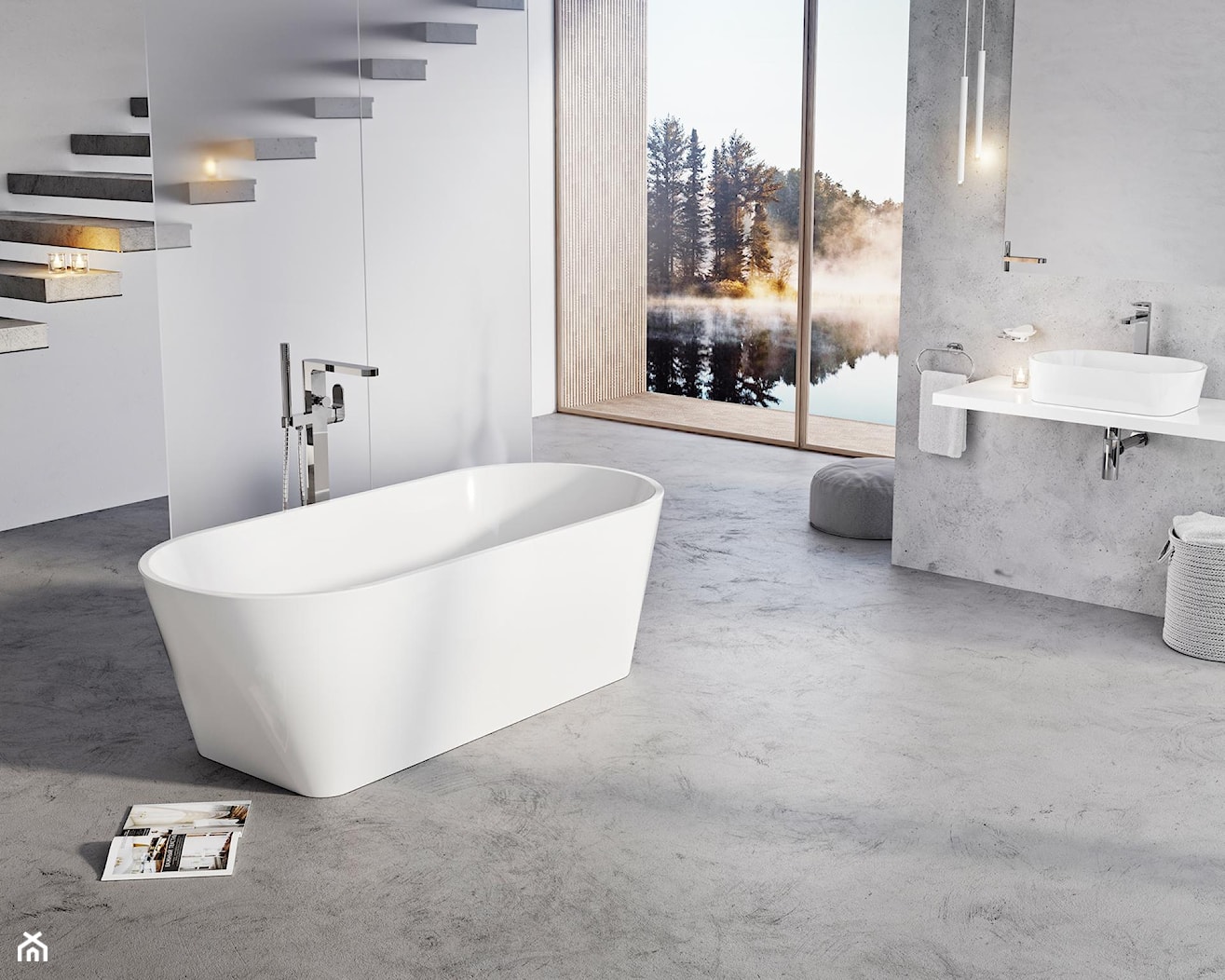 Wanny i umywalki SOLO - Duża łazienka z oknem, styl minimalistyczny - zdjęcie od RAVAK - Homebook
