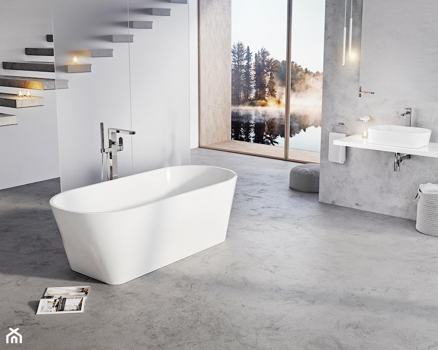 Wanny i umywalki SOLO - Duża łazienka z oknem, styl minimalistyczny - zdjęcie od RAVAK