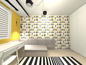 Minionkowy zawrot glowy - pokoj 4 latka - Duży biały żółty pokój dziecka dla nastolatka dla chłopca dla dziewczynki, styl nowoczesny - zdjęcie od Magdalena Grzyb Artmania