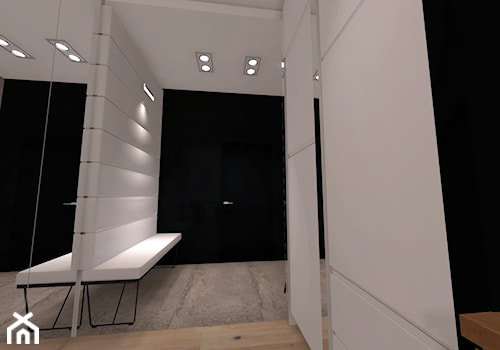 projekt mieszknia dwupokojowego - Średni biały czarny z marmurem na podłodze hol / przedpokój, styl nowoczesny - zdjęcie od Magdalena Grzyb Artmania