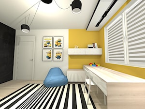 Minionkowy zawrot glowy - pokoj 4 latka - Średni biały czarny żółty pokój dziecka dla dziecka dla chłopca, styl nowoczesny - zdjęcie od Magdalena Grzyb Artmania