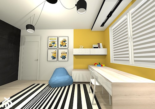 Minionkowy zawrot glowy - pokoj 4 latka - Średni biały czarny żółty pokój dziecka dla dziecka dla chłopca, styl nowoczesny - zdjęcie od Magdalena Grzyb Artmania