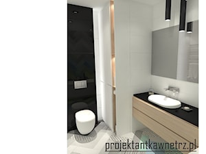 sypialnia z łazienką - Mała na poddaszu bez okna z lustrem łazienka, styl nowoczesny - zdjęcie od projektantkawnetrz