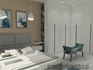 sypialnia z łazienką - Średnia biała sypialnia, styl nowoczesny - zdjęcie od projektantkawnetrz