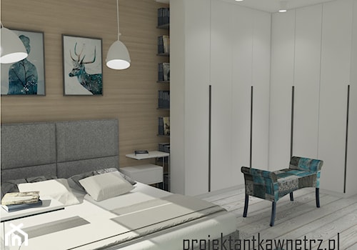 sypialnia z łazienką - Średnia biała sypialnia, styl nowoczesny - zdjęcie od projektantkawnetrz