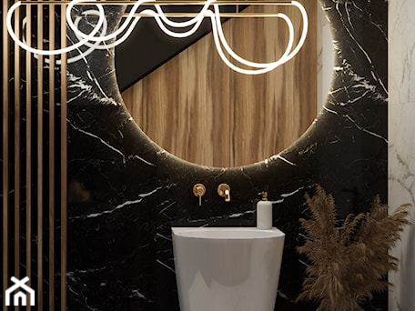 Aranżacje wnętrz - Łazienka: ciemne WC w stylu nowoczesnej elegancji - JUKA design Pracownia Wnętrz. Przeglądaj, dodawaj i zapisuj najlepsze zdjęcia, pomysły i inspiracje designerskie. W bazie mamy już prawie milion fotografii!
