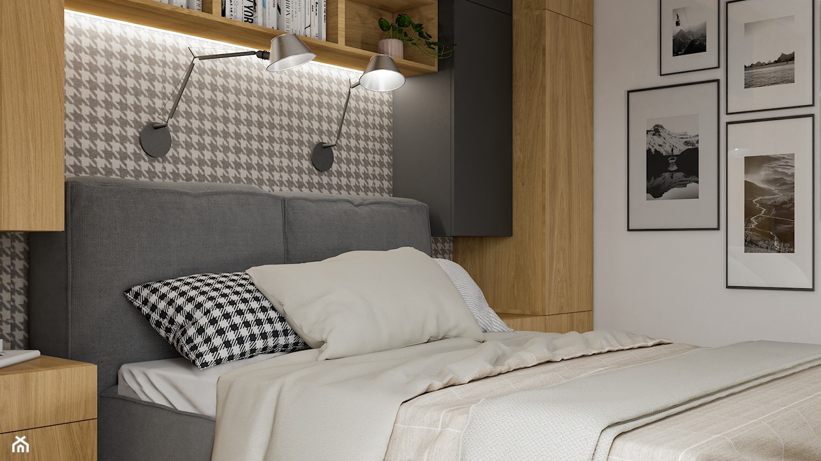 sypialnia z tapetą - zdjęcie od JUKA design Pracownia Wnętrz - Homebook