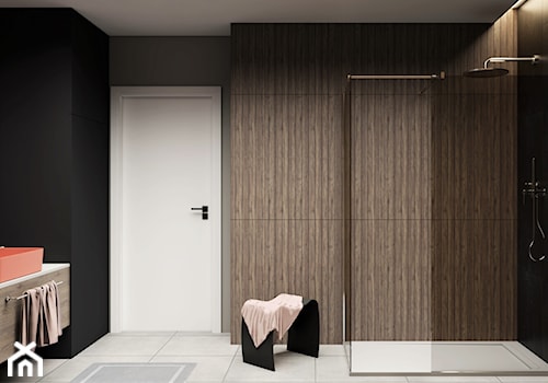 duża ciemna łazienka z wanną i prysznicem - zdjęcie od JUKA design Pracownia Wnętrz