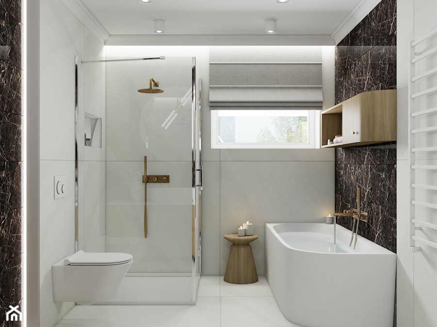 łazienka z marmurowymi płytkami - zdjęcie od JUKA design Pracownia Wnętrz