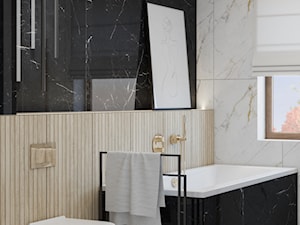 duża łazienka z czarnym i białym marmurem - zdjęcie od JUKA design Pracownia Wnętrz