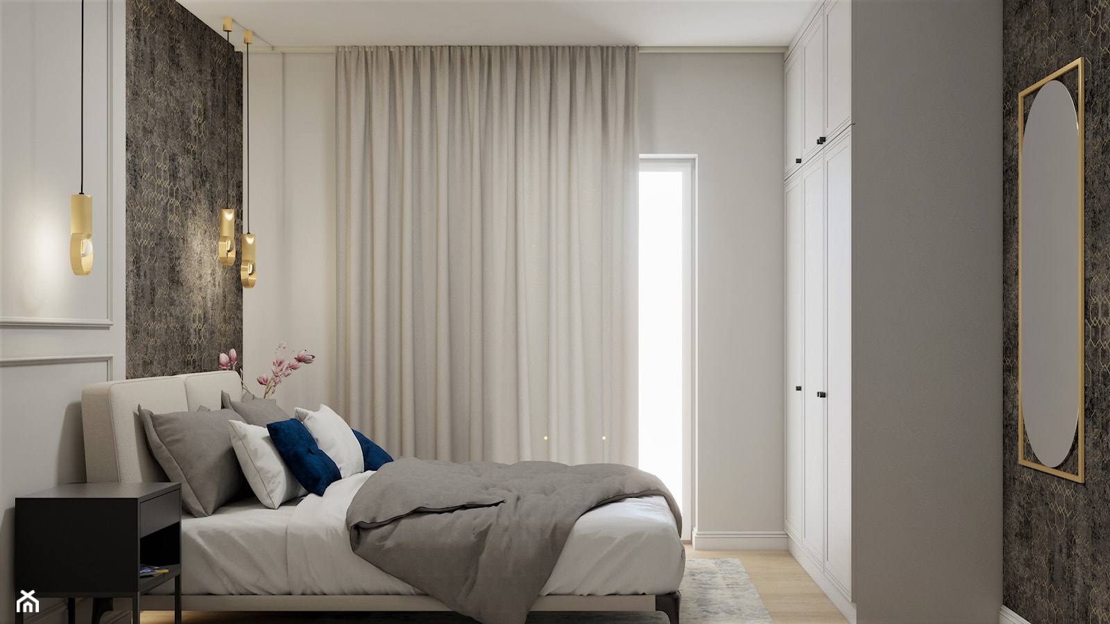 klasyczna sypialnia ze sztukaterią - zdjęcie od JUKA design Pracownia Wnętrz - Homebook