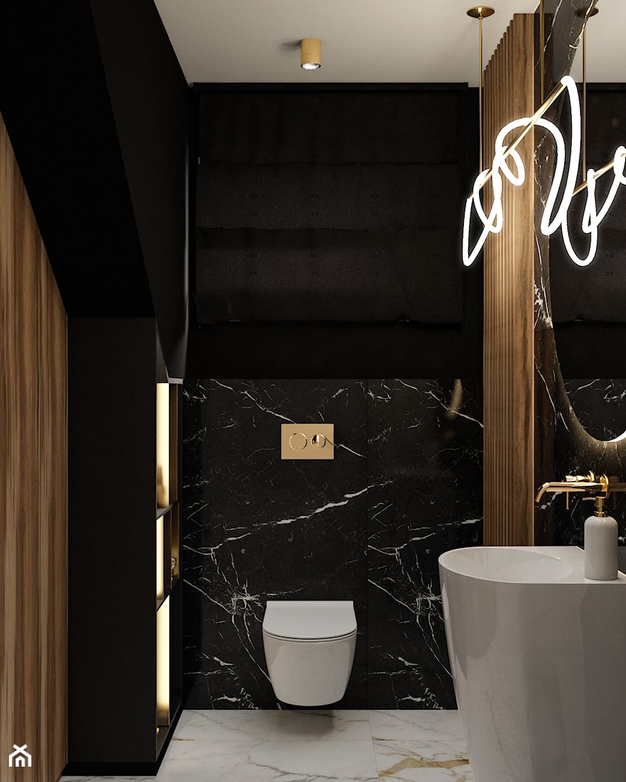 ciemne WC w stylu nowoczesnej elegancji - zdjęcie od JUKA design Pracownia Wnętrz