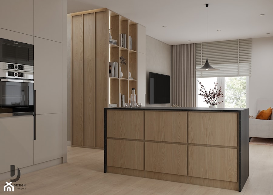 Przestronny apartament w stonowanej kolorystyce - Kuchnia, styl nowoczesny - zdjęcie od JUKA design Pracownia Wnętrz