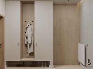 Przestronny apartament w stonowanej kolorystyce - Hol / przedpokój, styl nowoczesny - zdjęcie od JUKA design Pracownia Wnętrz