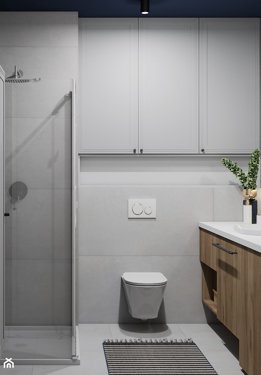 mała łazienka z prysznicem i pralką w stylu modern classic - zdjęcie od JUKA design Pracownia Wnętrz