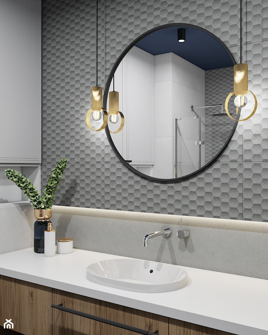 mała łazienka z prysznicem i pralką w stylu modern classic (nowoczesnej klasyki) - zdjęcie od JUKA design Pracownia Wnętrz