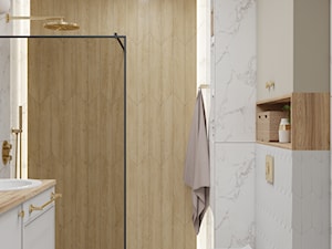 łazienka z prysznicem i pralką - zdjęcie od JUKA design Pracownia Wnętrz