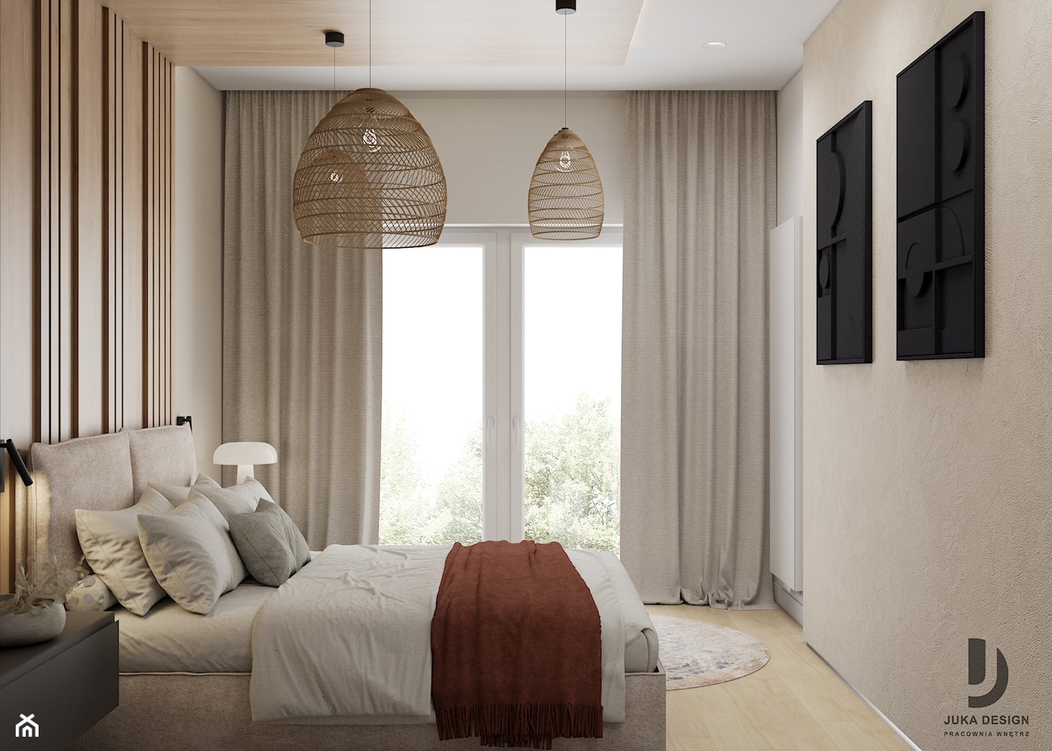 Przestronny apartament w stonowanej kolorystyce - Sypialnia, styl nowoczesny - zdjęcie od JUKA design Pracownia Wnętrz - Homebook